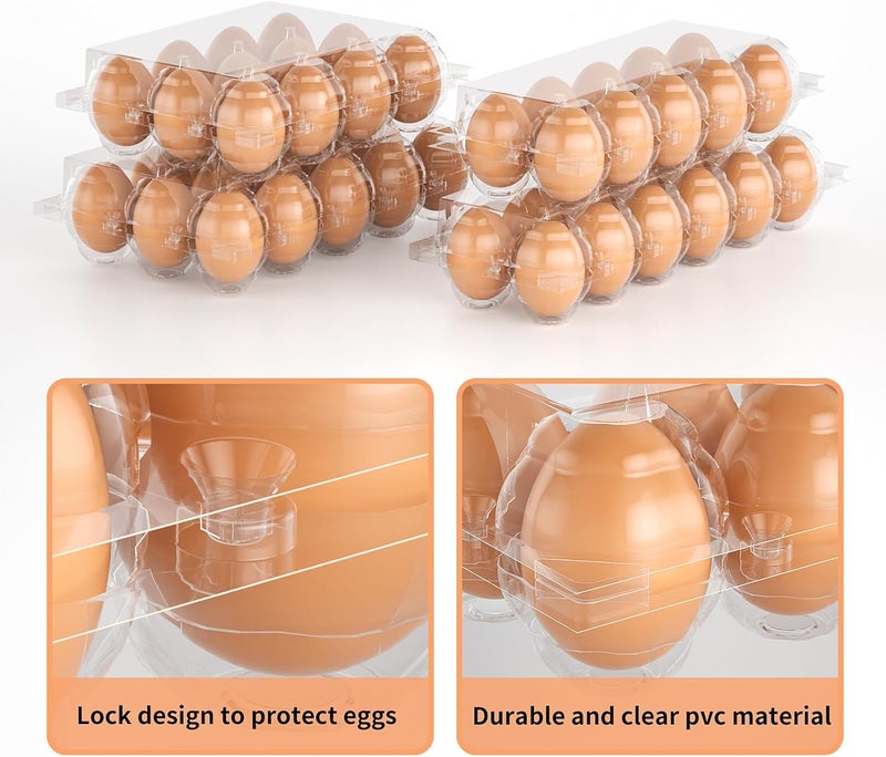 EVANCENT Egg Cartons Cheap Bulk 100 Pack, 1 Dozen Plastic Egg Carton for Refrigerator, Reusable Egg Container Holder for Storing, Sharing, Selling, Clear Egg Cartons for Home Ranch Farm Market-2x6 Grids - Image 4